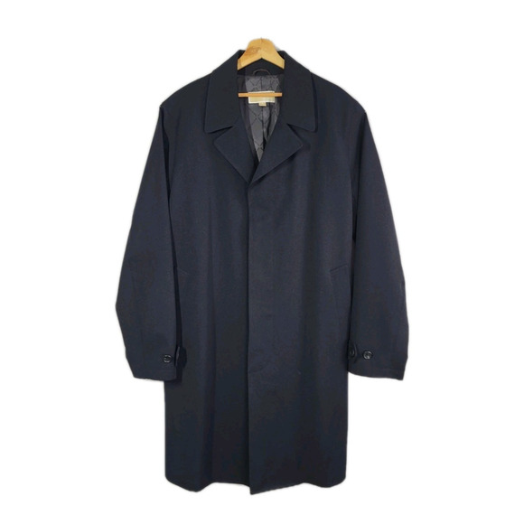 Michael Kors Men’s Black Raincoat 42L 44L Large Tall Single Breasted Classic - Picture 1 of 14